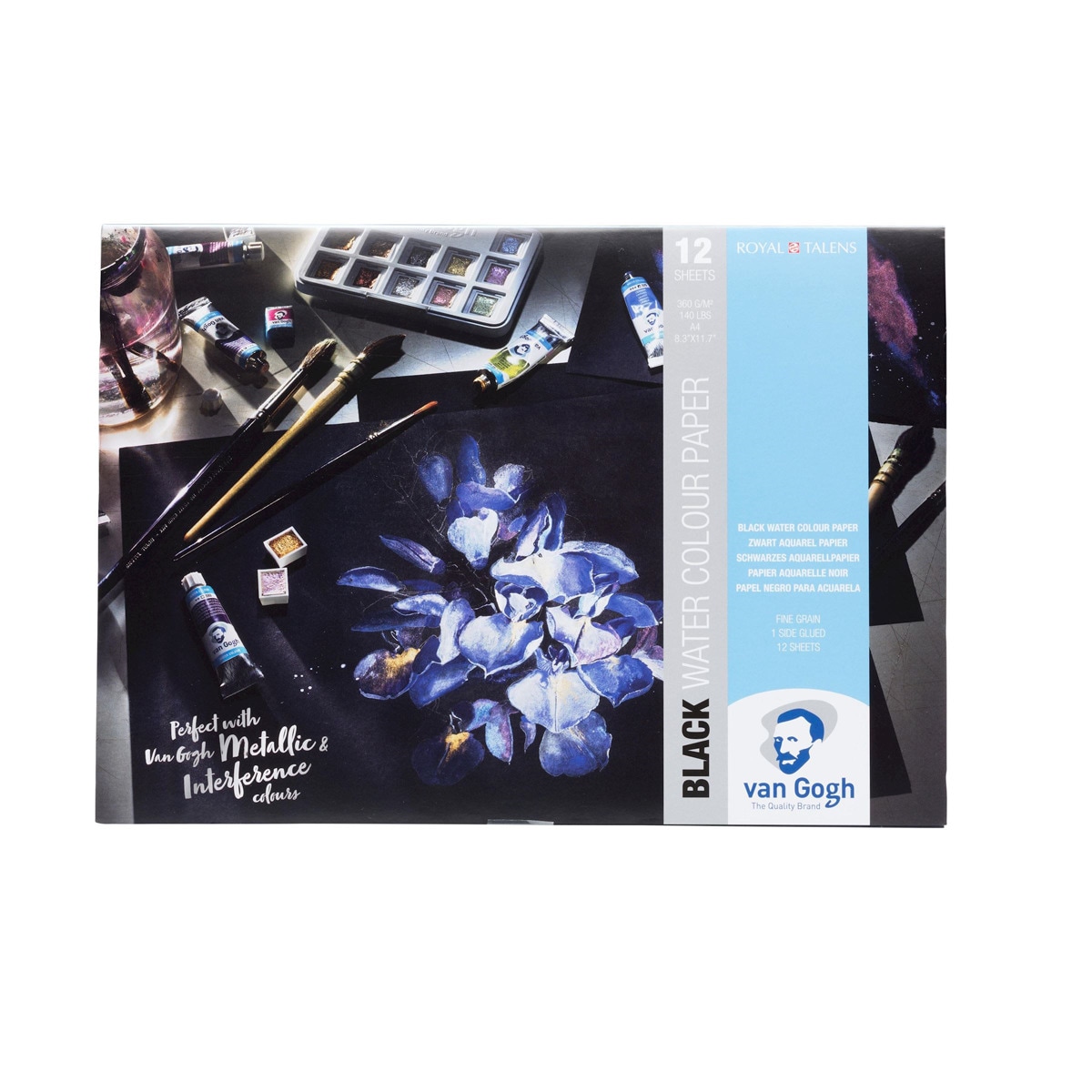 Papel para Aguarela Tamanho A4 360 g - Preto Preto-1