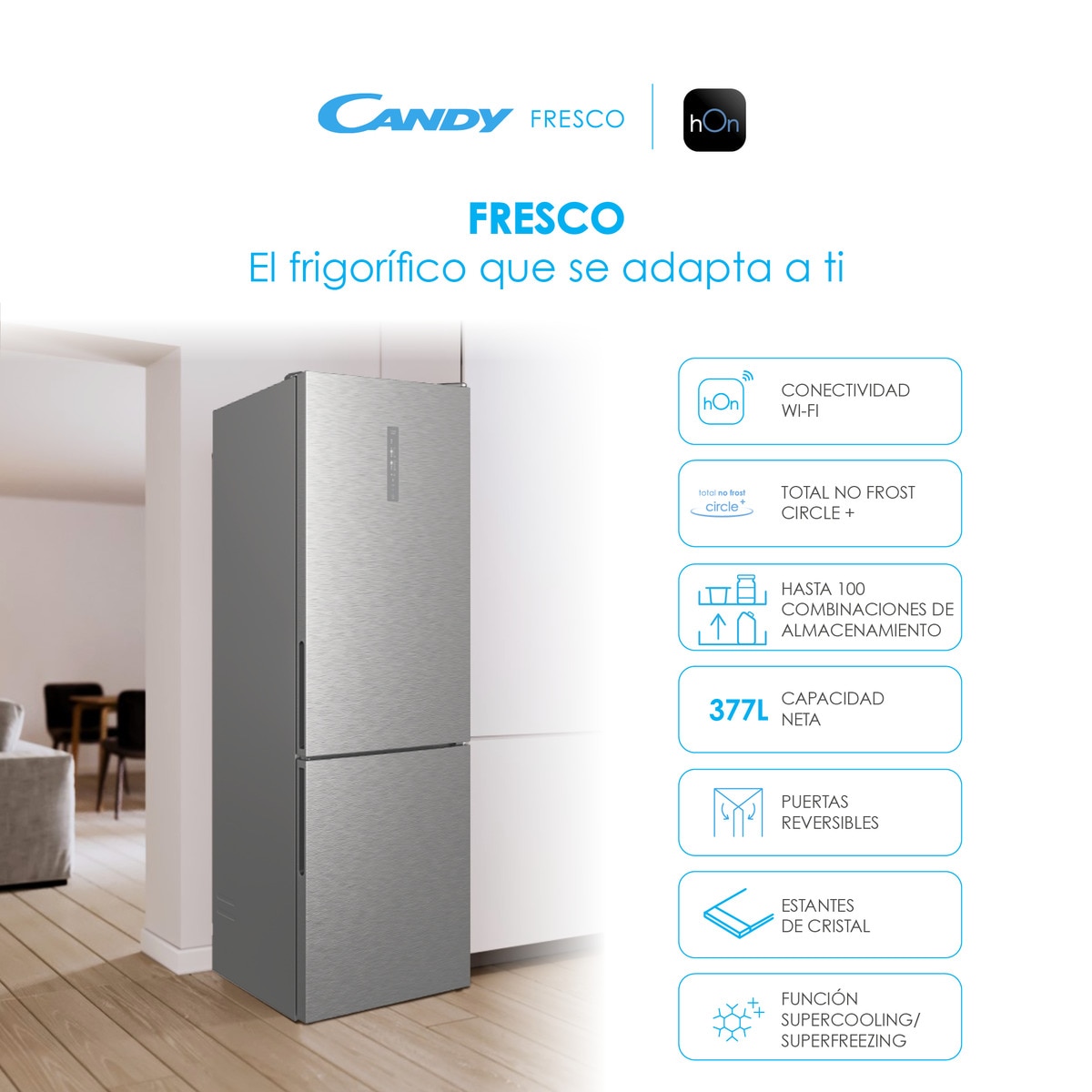 Frigorífico Combi Candy Total No Frost - CCE7T620EX Inox-5