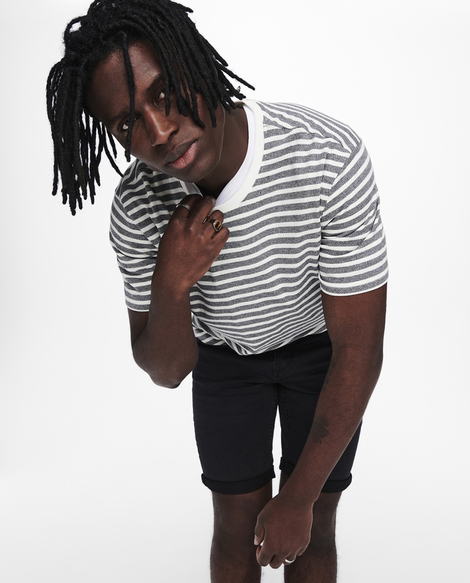 Bermudas de ganga pretas de homem Preto-5