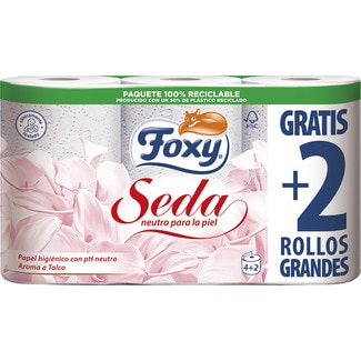 papel higiénico Seda con pH neutro 3 capas paquete 4 rollos + 2 gratis - Foxy