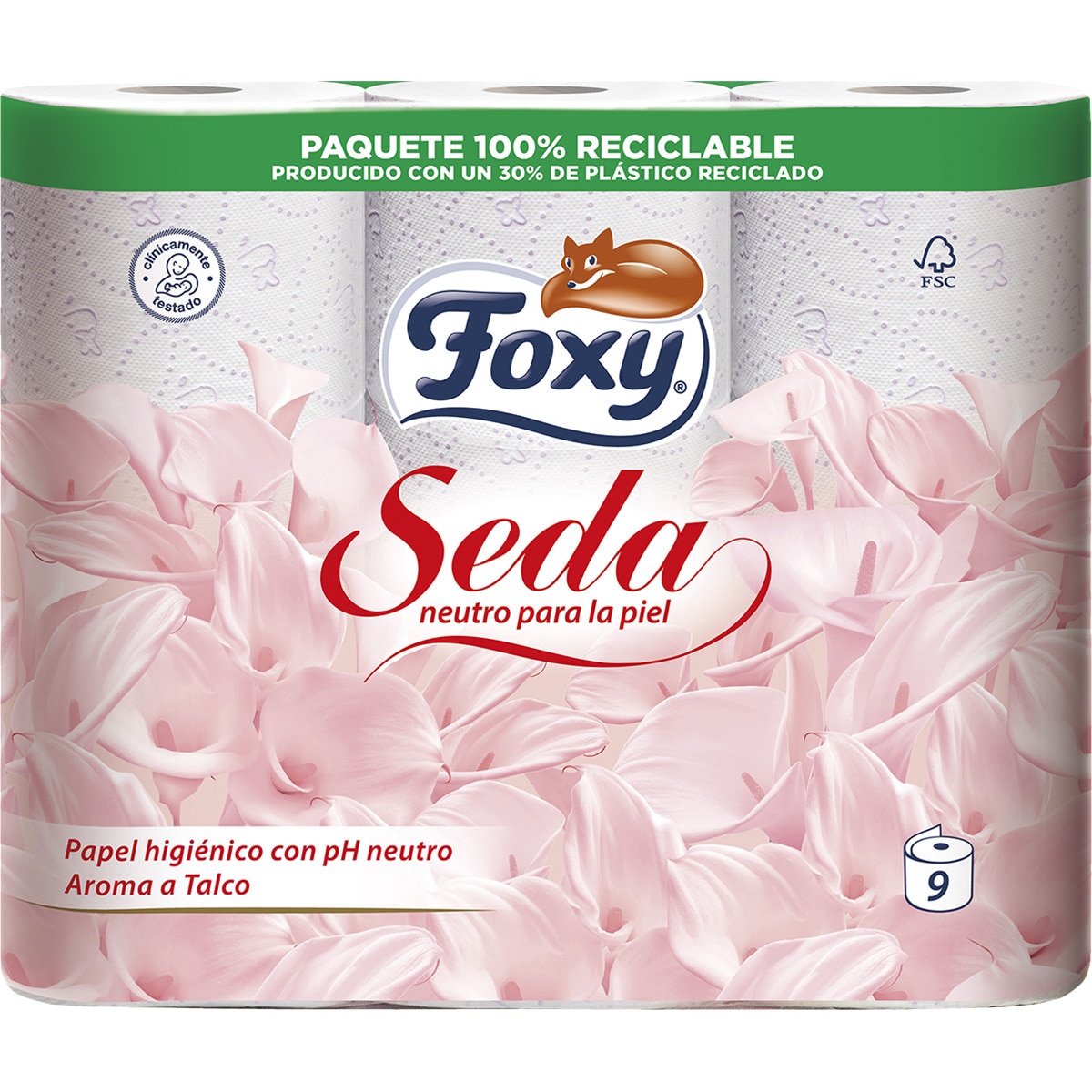 papel higiénico Seda con pH neutro 3 capas paquete 9 rollos