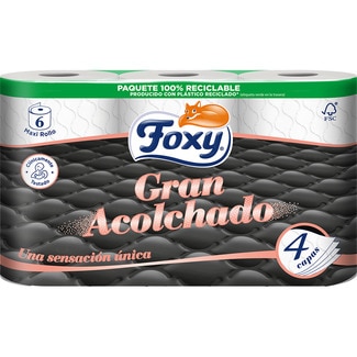 papel higiénico Gran Acolchado 4 capas paquete 6 unidades - Foxy