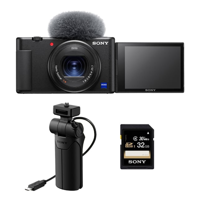 Imagen 0 de Sony ZV-1 cámara compacta para vlogging con vídeo 4K + Empuñadura VCT-SGR1 + Tarjeta SD 32 GB(ZV1KIT.YE)