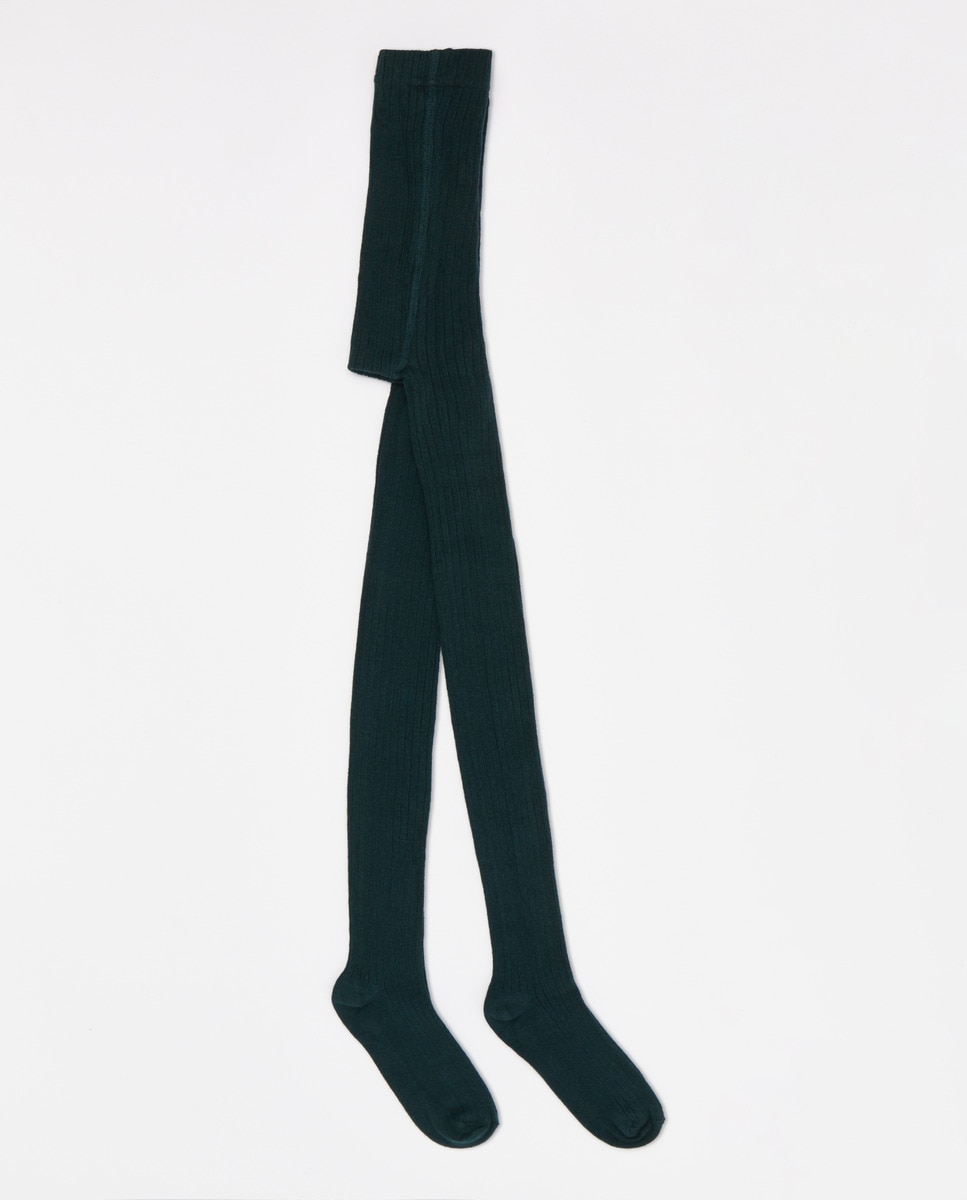 Pack de 2 leotardos infantiles de canalé Verde oscuro-2