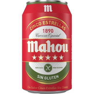 cerveza rubia especial sin gluten lata 33 cl - Mahou 5 Estrellas