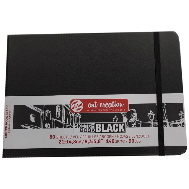 Imagem 0 de Bloco de Capa Dura para Sketch Multicolor de Medidas 21x14,8 cm Horizontal Folhas Pretas e 140 g - Preto