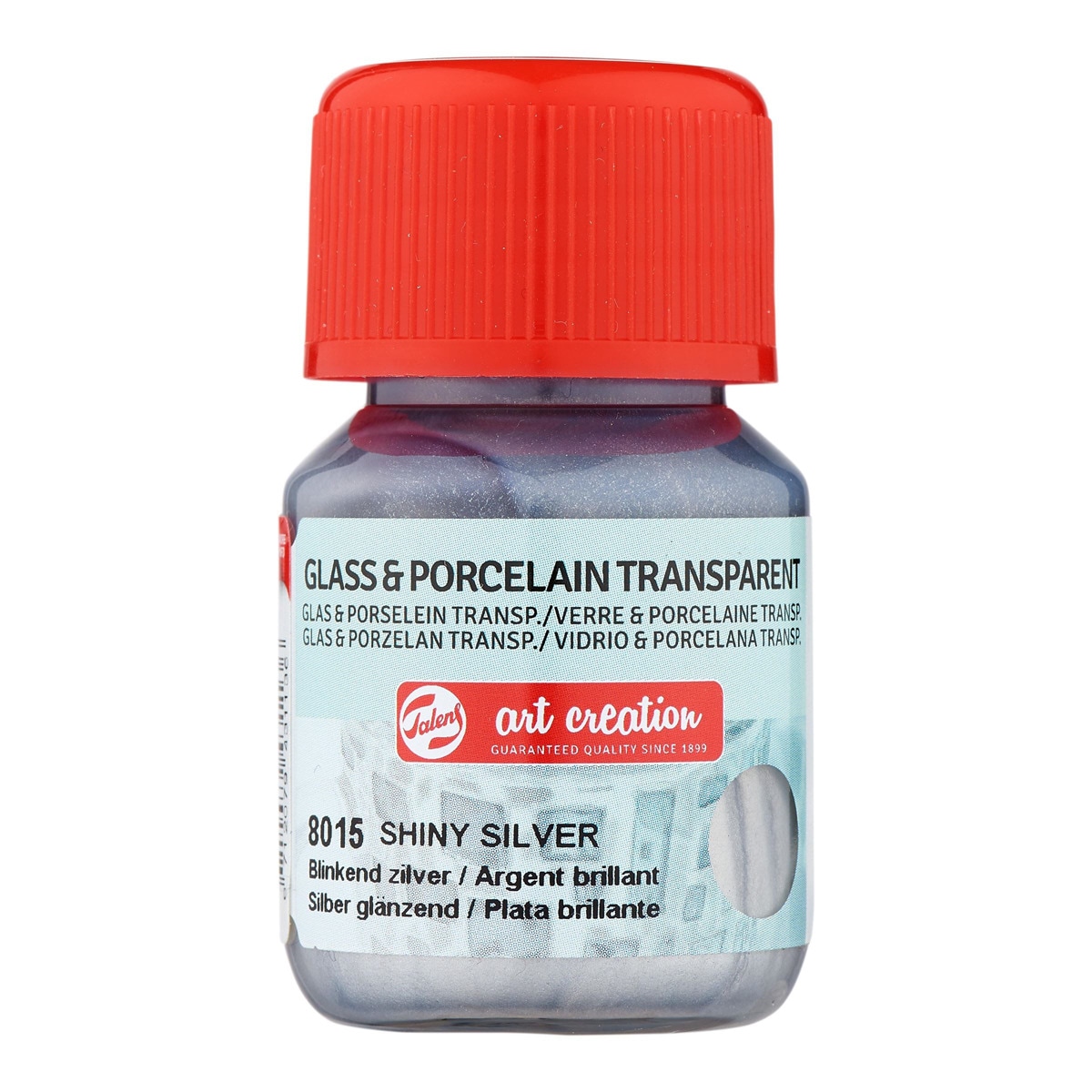 Frasco de Pintura Transparente para Vidro e Porcelana de 30 ml Art Creation Prata Brilhante Prata-1