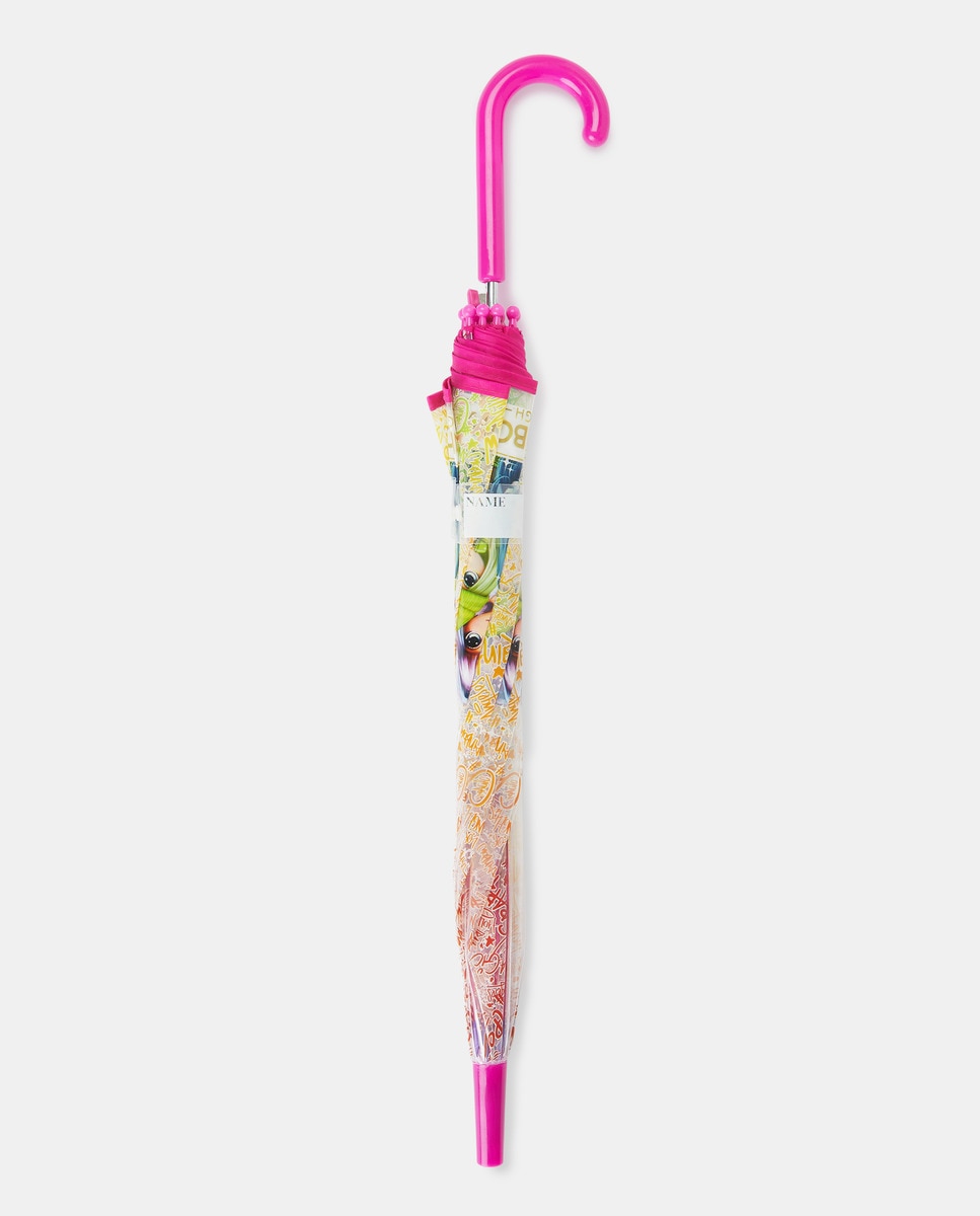 Guarda-chuva infantil automático de tecido transparente Rosa-2