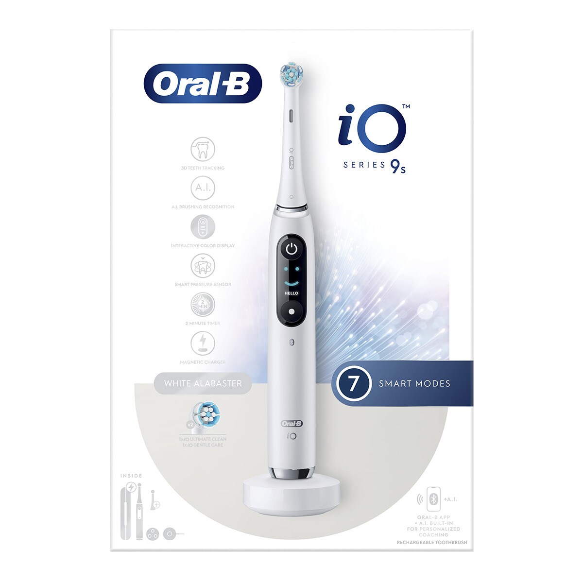 Escova de Dentes Elétrica Oral-B Braun iO 9S com 7 Modos de Limpeza - Branco Branco-4