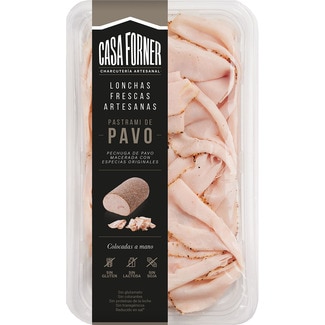 pastrami de pavo en lonchas frescas artesanas envase 100 g sin gluten sin lactosa - Casa Forner