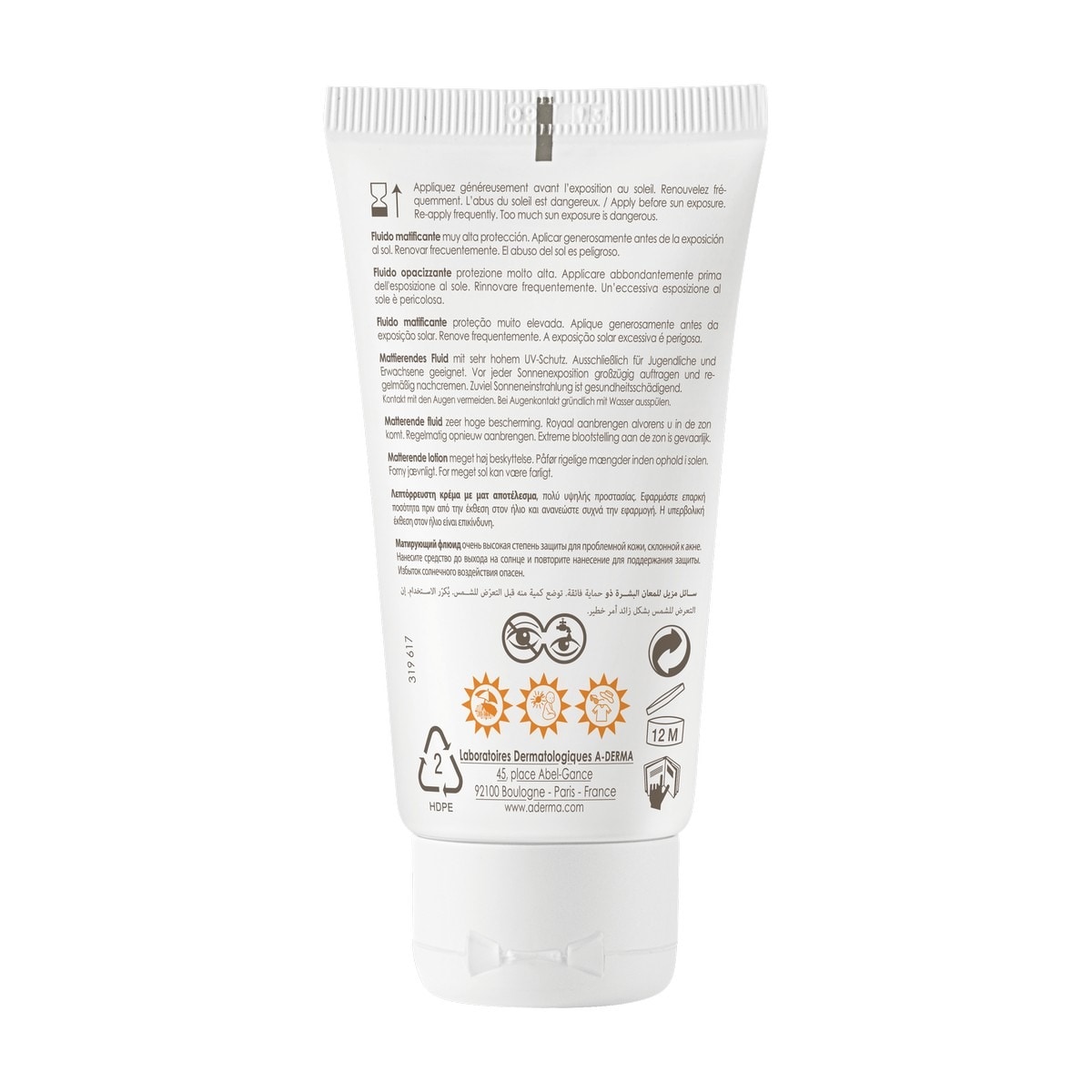 Protetor Solar Fluido Matificante SPF 50+ Peles com acne Aderma 2