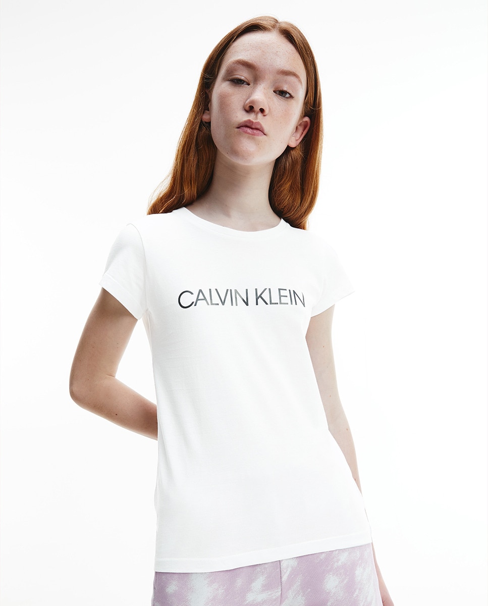 T-shirt de menina em branco com estampado Branco-1