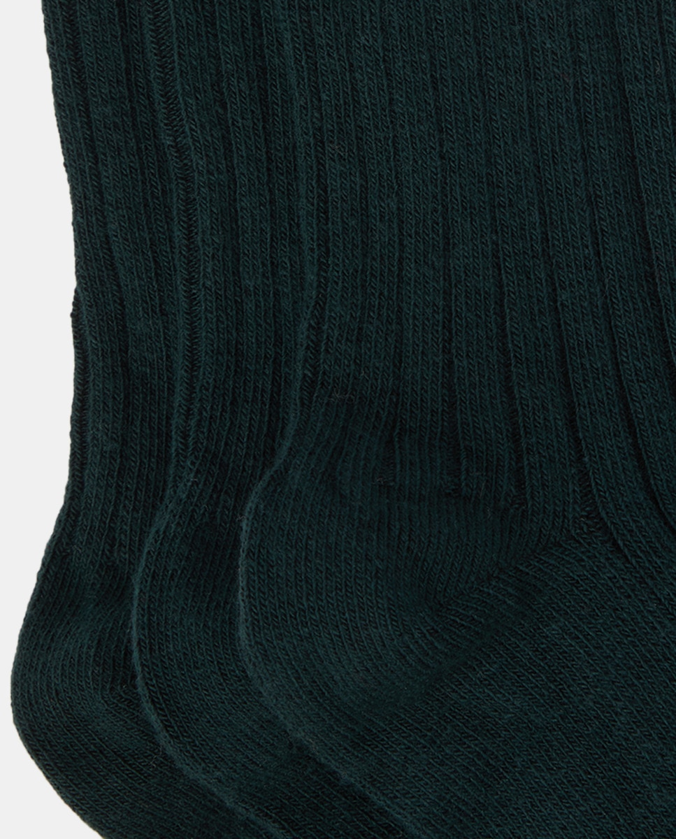 Pack de 3 calcetines infantiles de canalé Verde oscuro-2