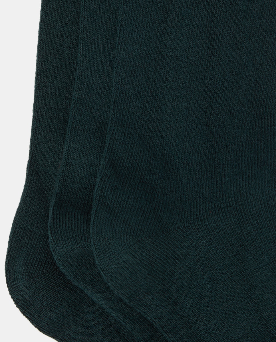 Pack de 3 calcetines infantiles lisos Verde oscuro-2
