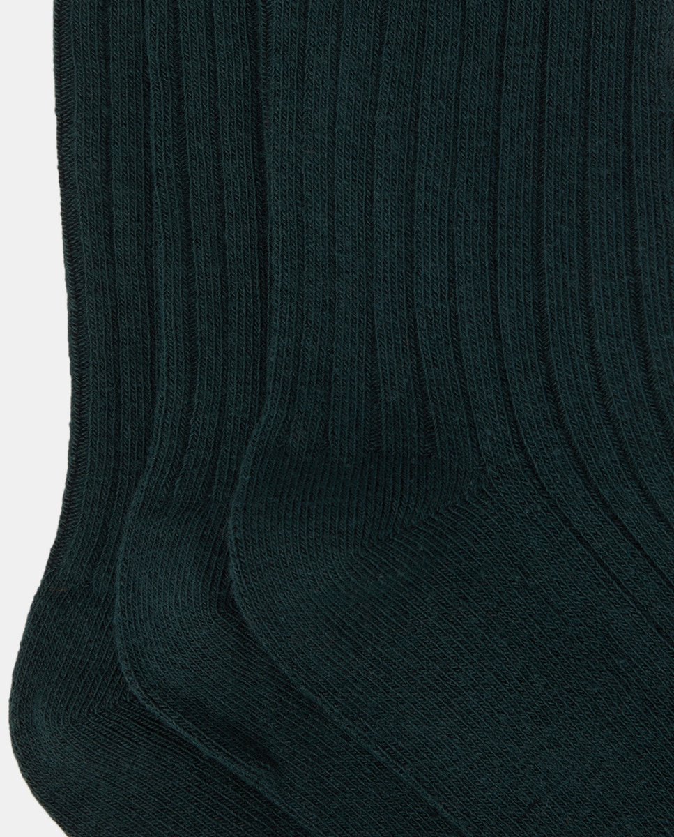 Pack de 3 medias infantiles de canalé Verde oscuro-2
