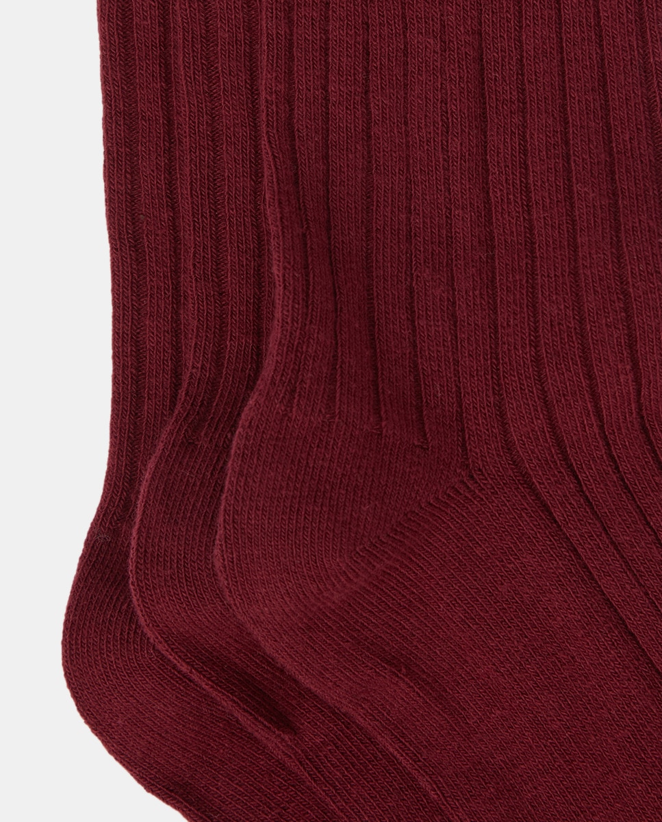 Pack de 3 medias infantiles de canalé Granate-2