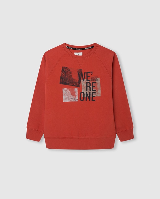 Imagen 0 de Sudadera de niño naranja con prints fotográficos