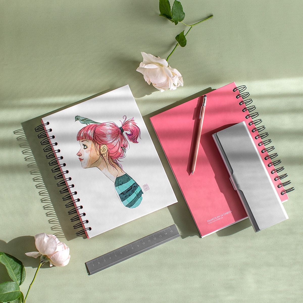 Caderno Argolas Esther GIli Pássaros 2