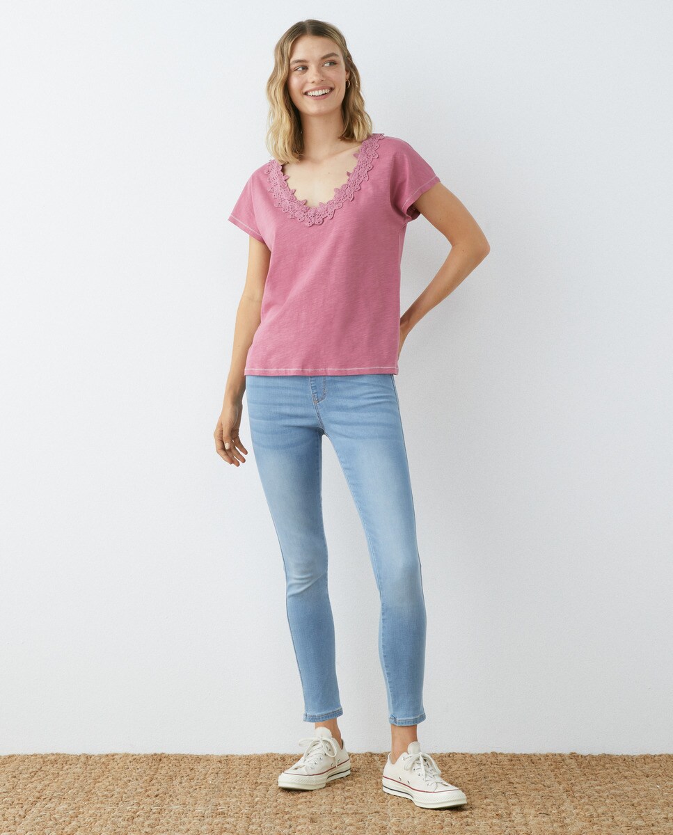 Jeggings unis à taille élastique