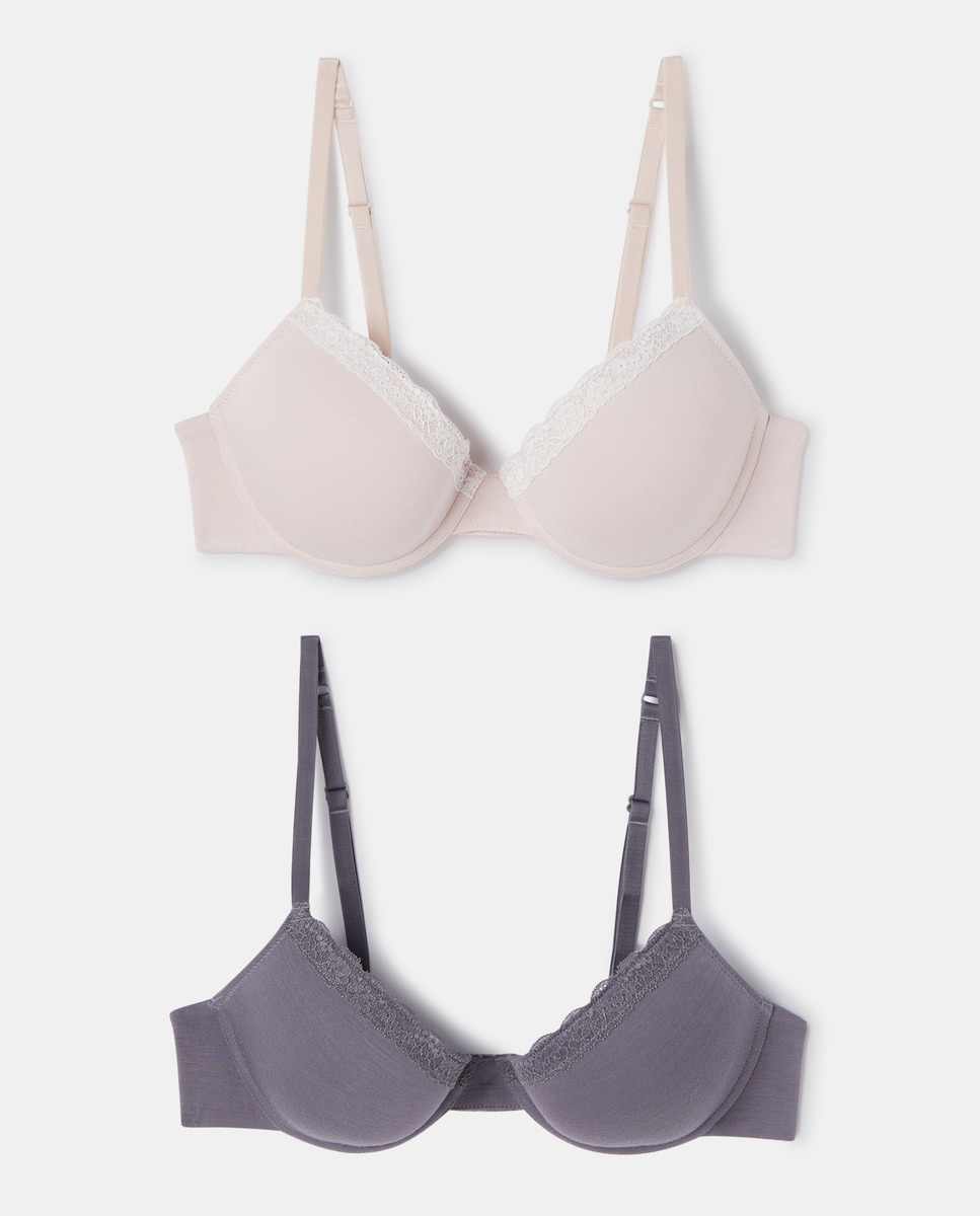 Pack 2 sujetadores modal copa b Gris oscuro-4