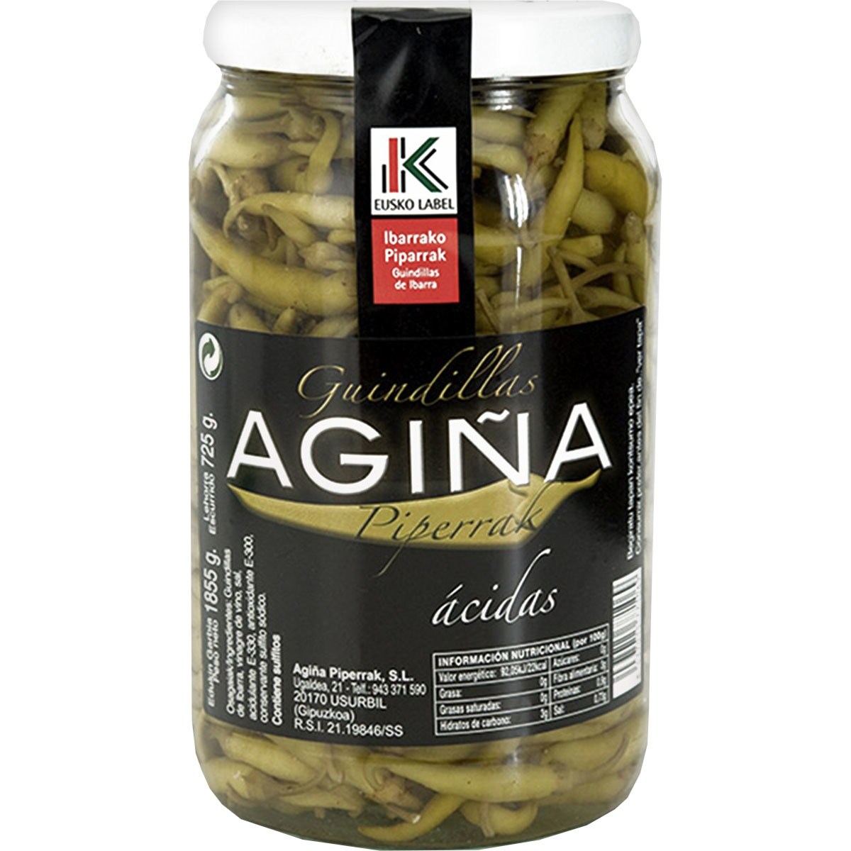 guindillas de Ibarra acidas frasco 155 g neto escurrido