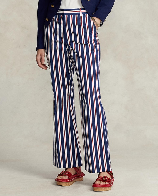 Imagen 0 de Pantalón de mujer de campana con estampado de rayas.