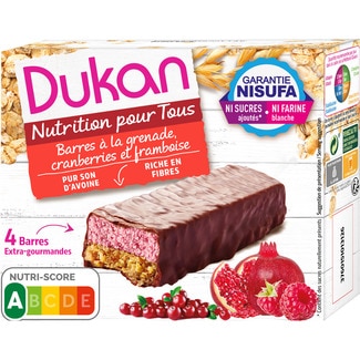 barritas de salvado puro de avena a la granada, arándanos y frambuesas 4 unidades envase 120 g - Regime Dukan