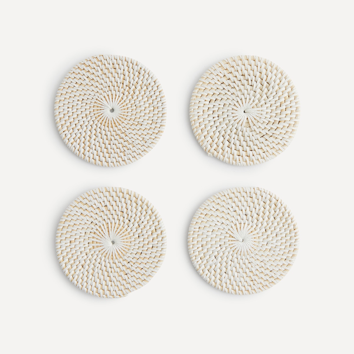 Set de 4 posavasos ratán blanco Sauce El Corte Inglés Blanco-1