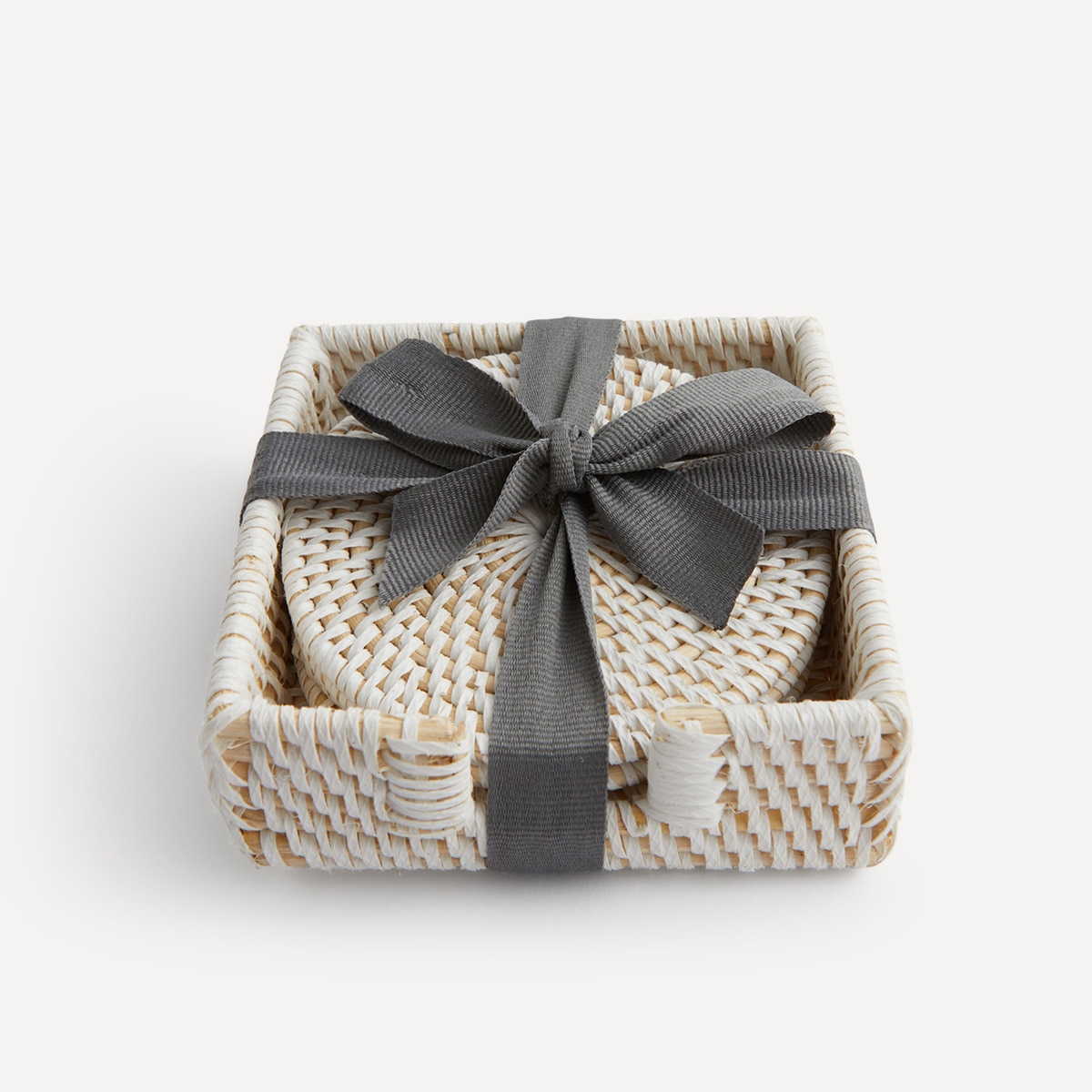 Set de 4 posavasos ratán blanco Sauce El Corte Inglés Blanco-5