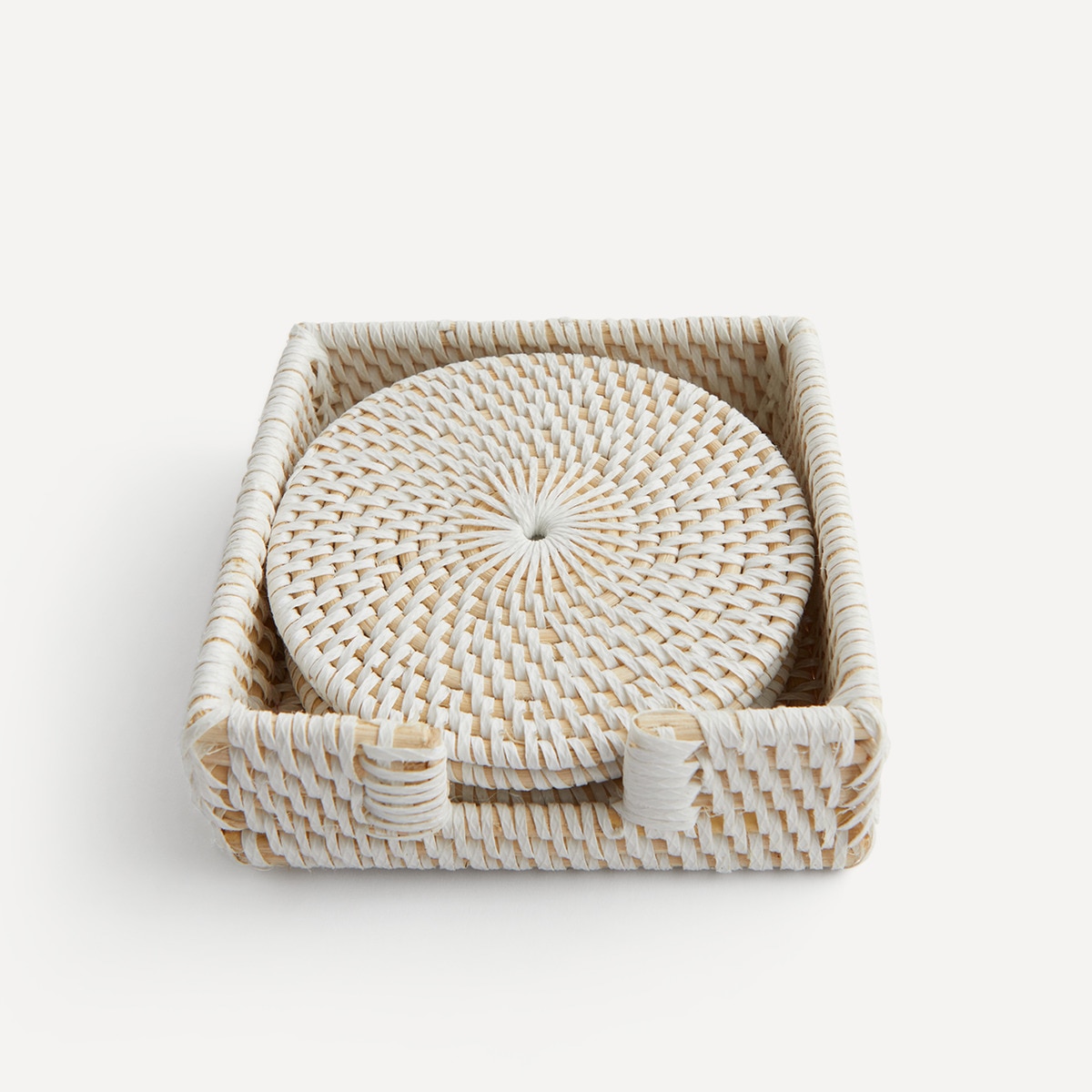 Set de 4 posavasos ratán blanco Sauce El Corte Inglés Blanco-4