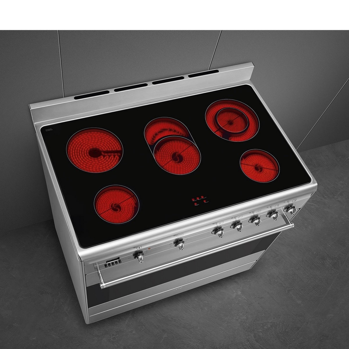 Fogão Elétrico com Placa de Vitrocerâmica Smeg Classica SCD91CMX9 Forno Elétrico de 115 Litros, de 5 Zonas e de 90 cm - Aço Inox Aço inoxidável-6