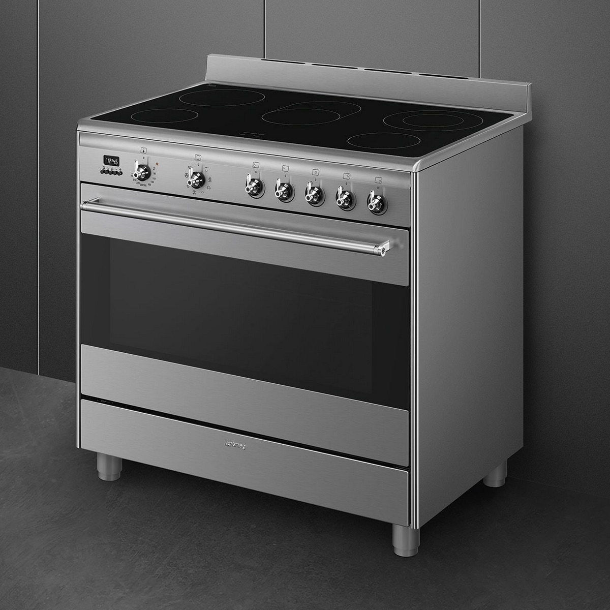 Fogão Elétrico com Placa de Vitrocerâmica Smeg Classica SCD91CMX9 Forno Elétrico de 115 Litros, de 5 Zonas e de 90 cm - Aço Inox Aço inoxidável-4