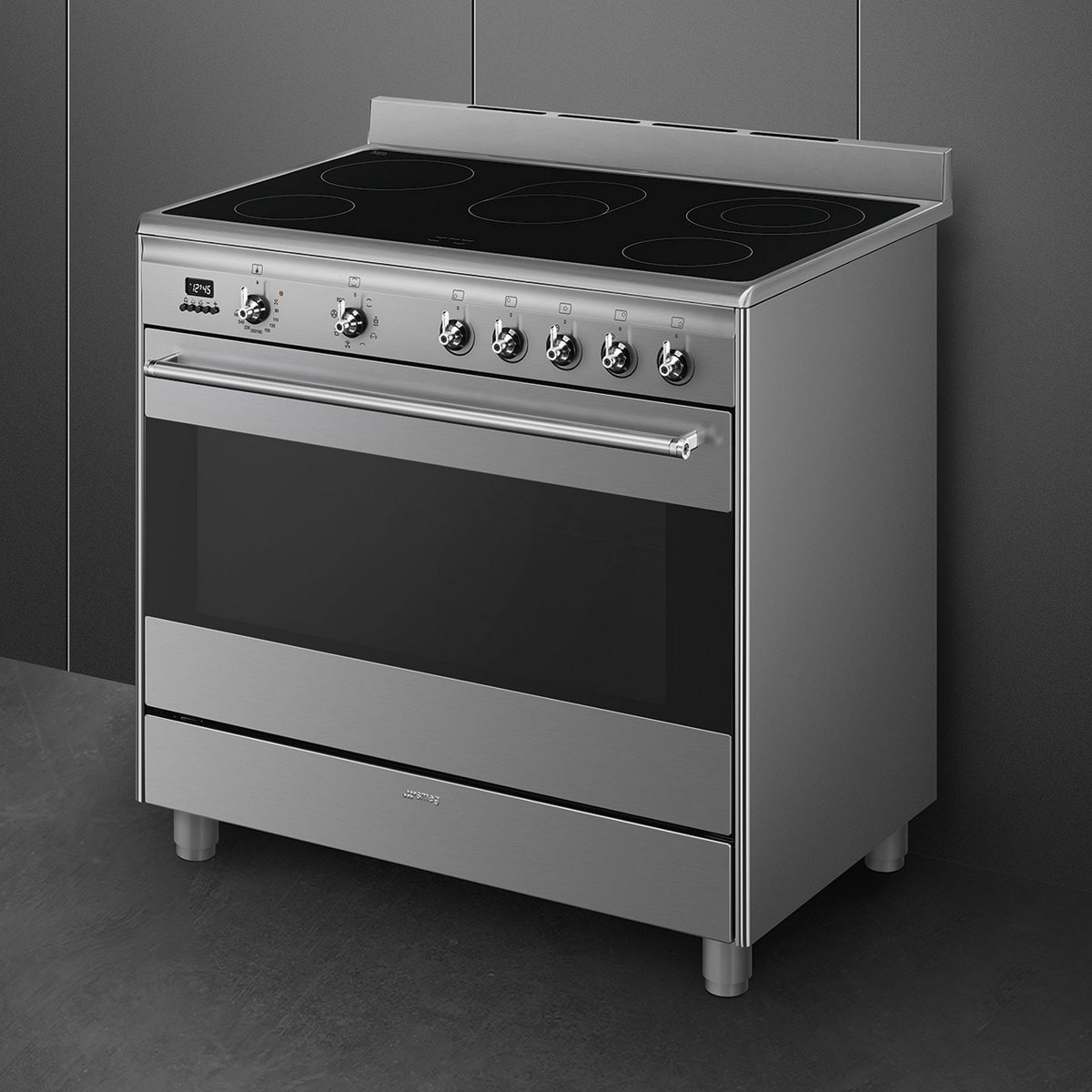 Fogão Elétrico com Placa de Vitrocerâmica Smeg Classica SCD91CMX9 Forno Elétrico de 115 Litros, de 5 Zonas e de 90 cm - Aço Inox Aço inoxidável-4