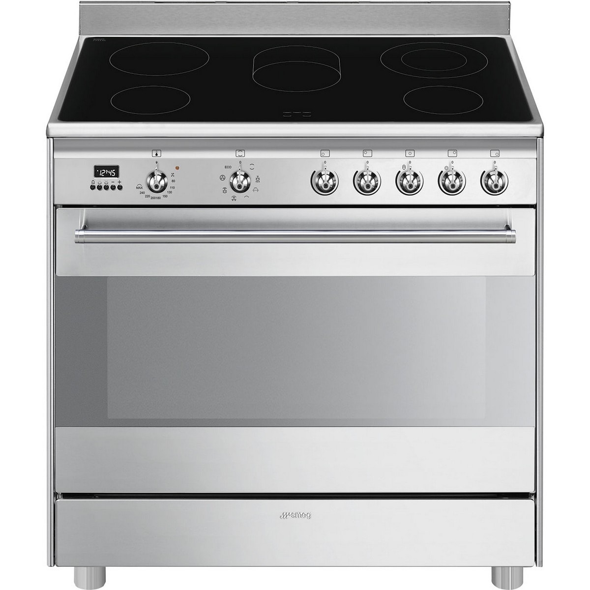 Fogão Elétrico com Placa de Vitrocerâmica Smeg Classica SCD91CMX9 Forno Elétrico de 115 Litros, de 5 Zonas e de 90 cm - Aço Inox Aço inoxidável-1