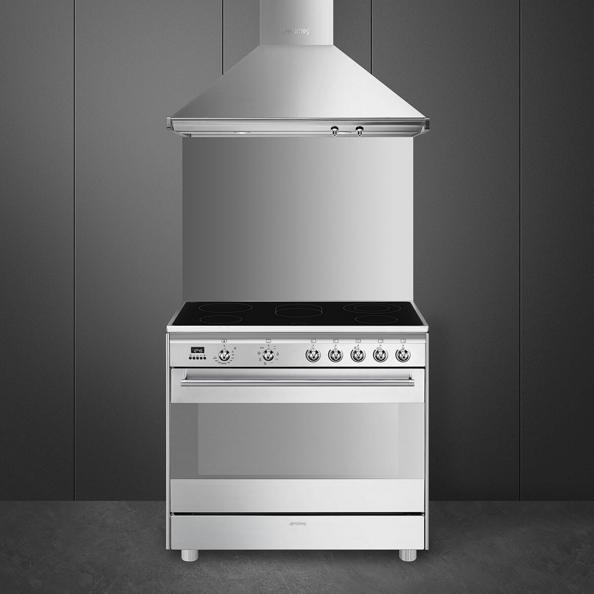 Fogão Elétrico com Placa de Vitrocerâmica Smeg Classica SCD91CMX9 Forno Elétrico de 115 Litros, de 5 Zonas e de 90 cm - Aço Inox Aço inoxidável-2