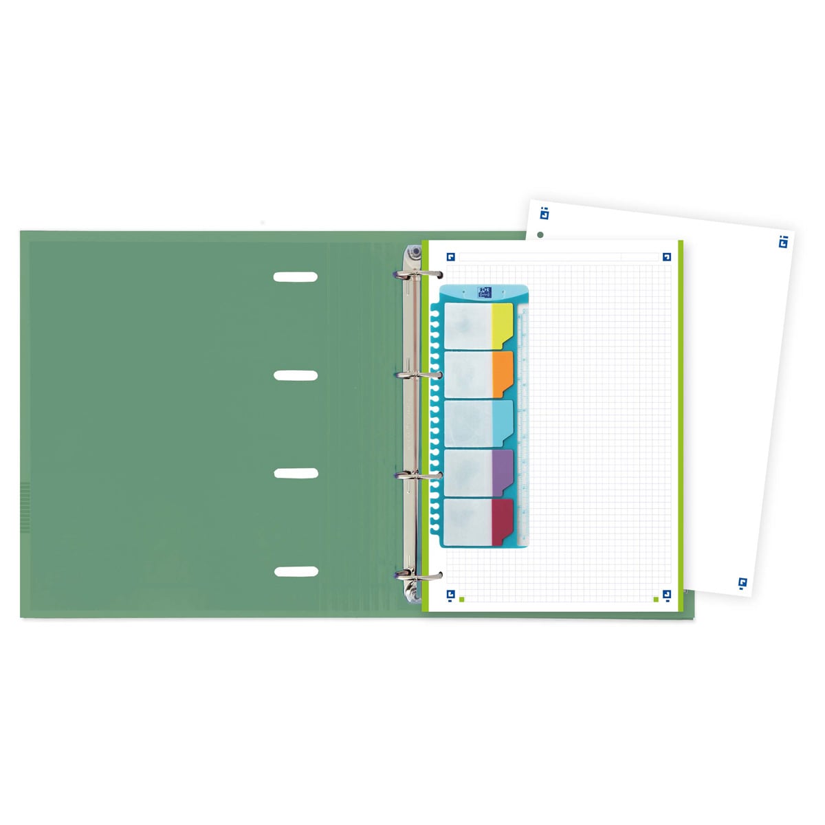 Pasta de Argolas com Recarga A4+ Capa Extradura Recarga 5x5, Lousa Write&Erase e Régua com Índices Removíveis Oxf&You - Cores Neutras Sortido-11