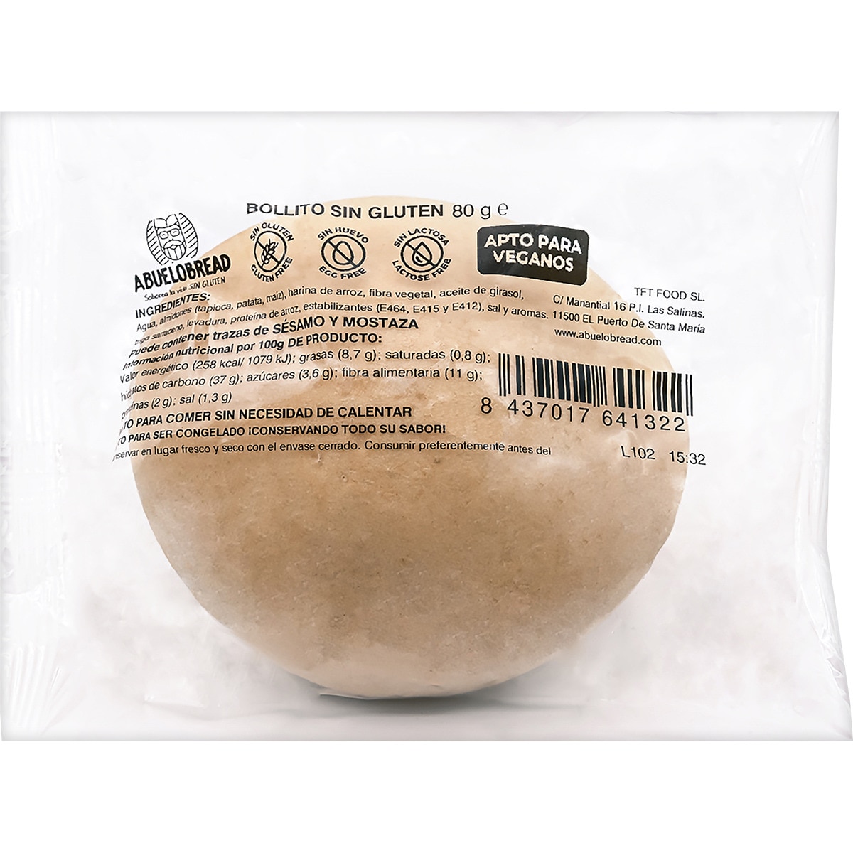 bollito de pan sin gluten y sin lactosa bolsa 80 g