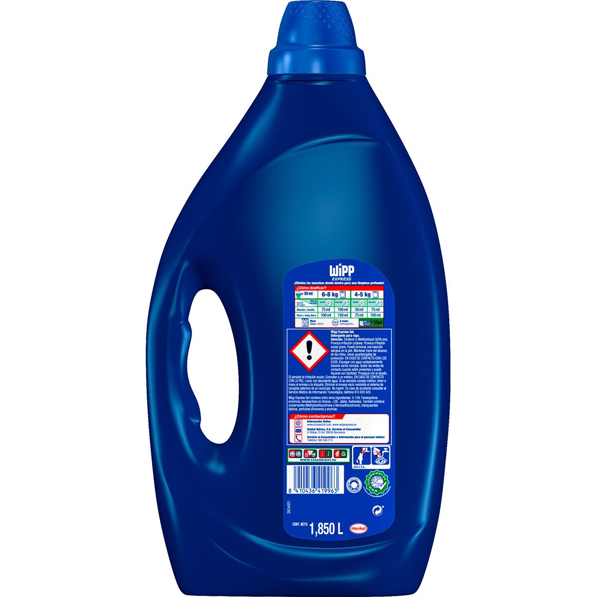 Washing machine detergent liquid blue gel bottle 37 dose · WIPP EXPRESS