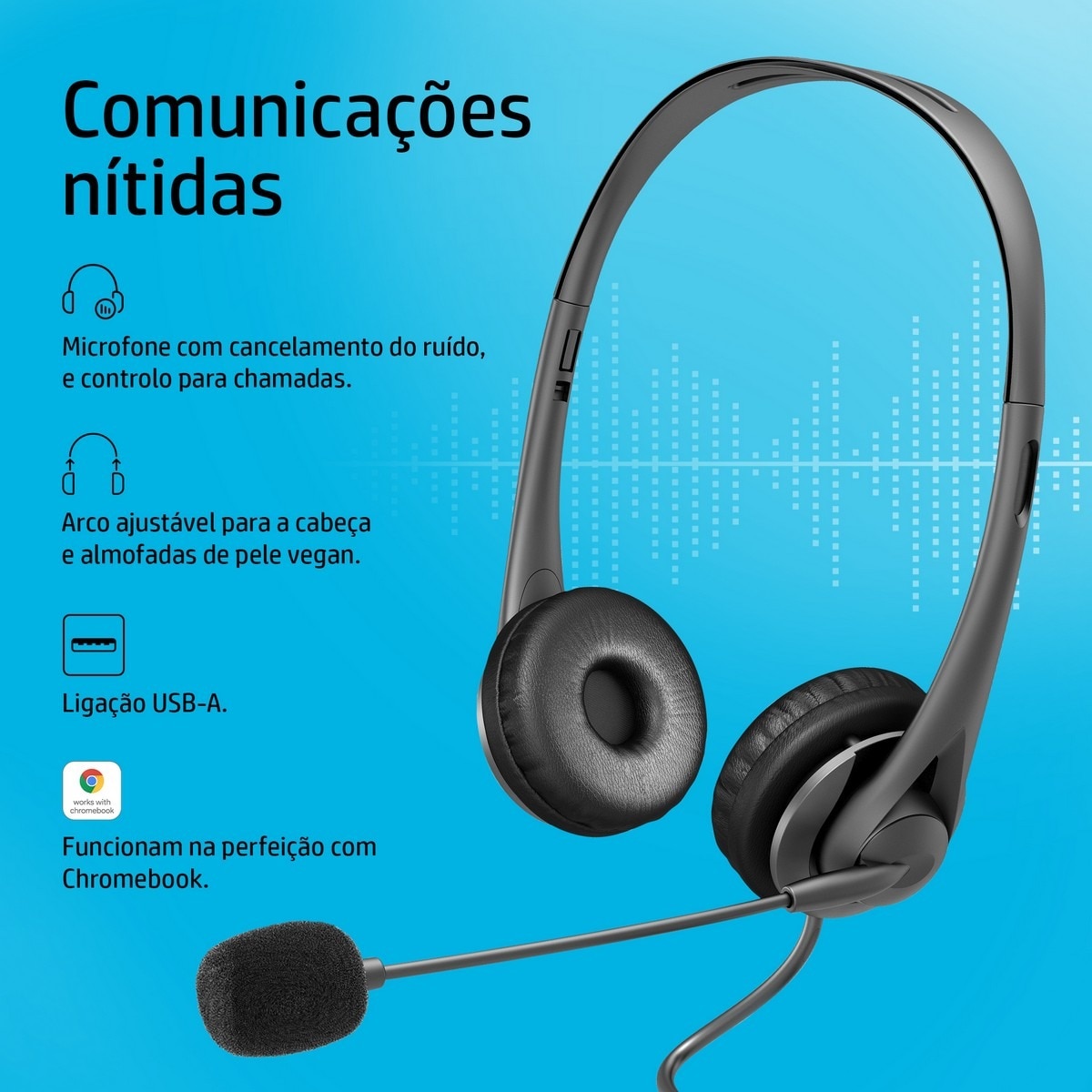 Auscultadores Estéreo USB HP G2 6