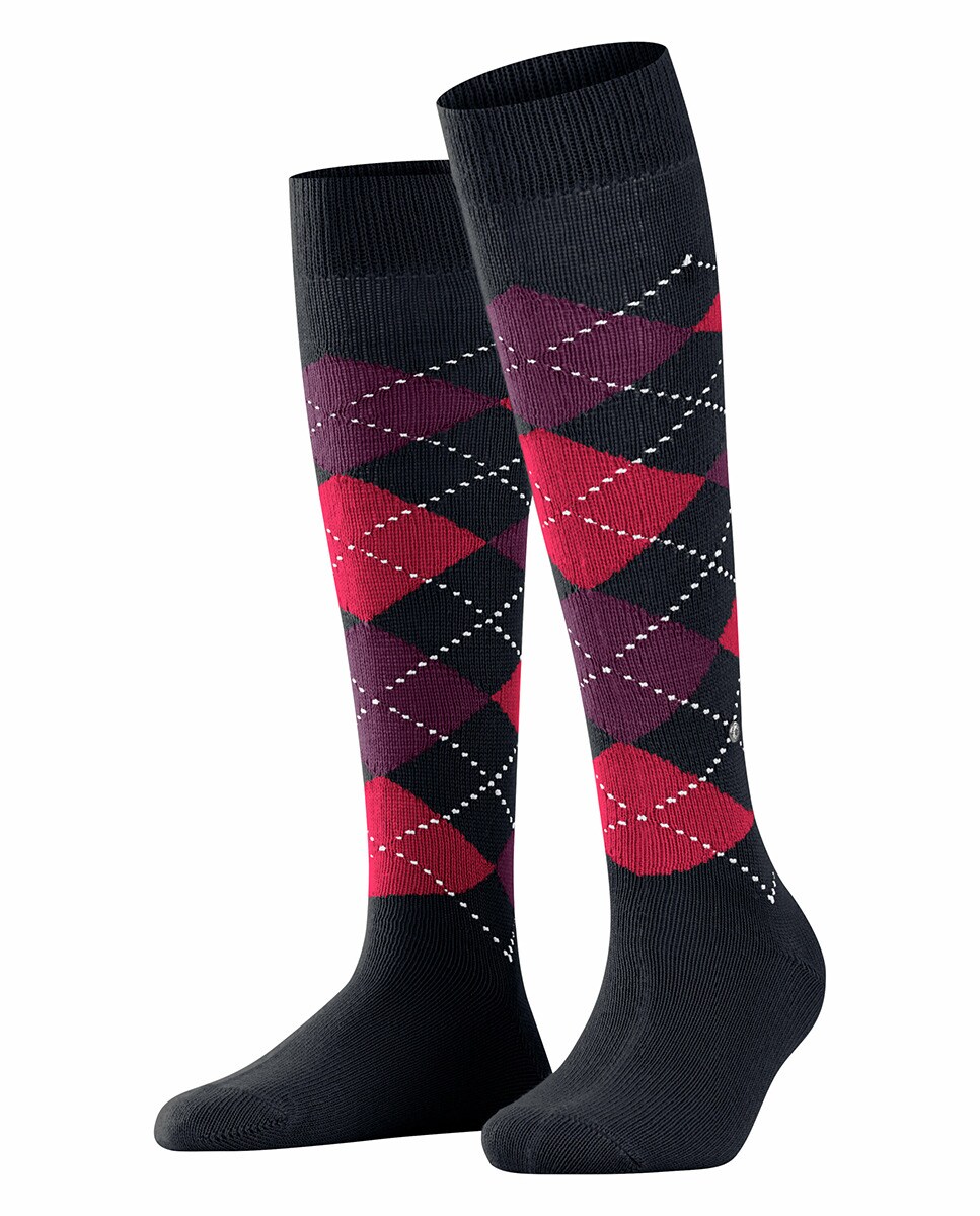 Meias altas de mulher Burlington com estampado de losangos Cinzento-escuro-3