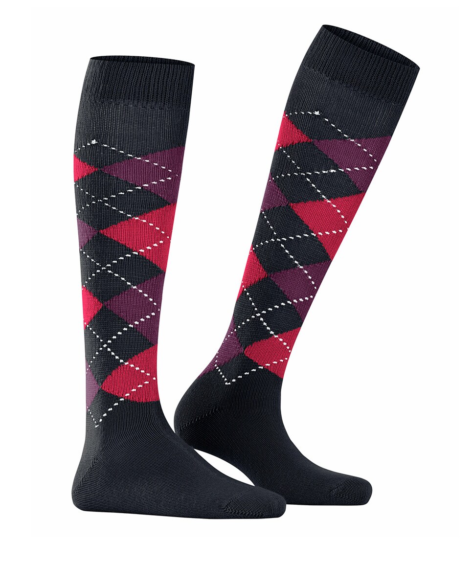 Meias altas de mulher Burlington com estampado de losangos Cinzento-escuro-1
