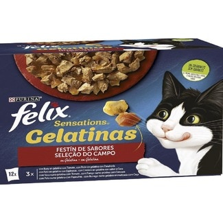 Alimento Húmido para Gato Sensations com uma Selecção de Carnes Pack 12 unidades embalagem 1.020 g - Felix