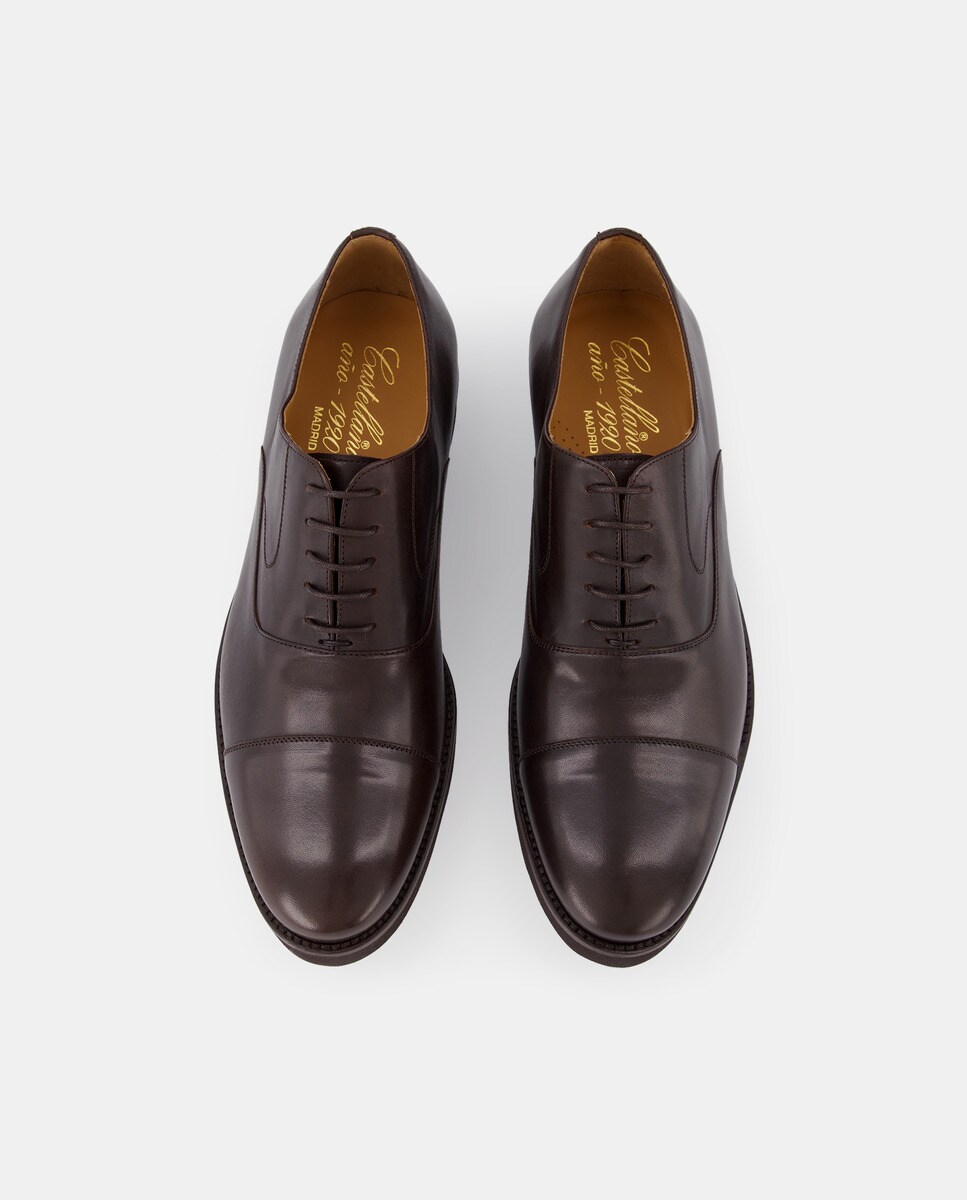 Sapatos de Atacadores Tipo Inglês com Sola de Borracha Ligeira - Castanho-Escuro Castanho-escuro-4