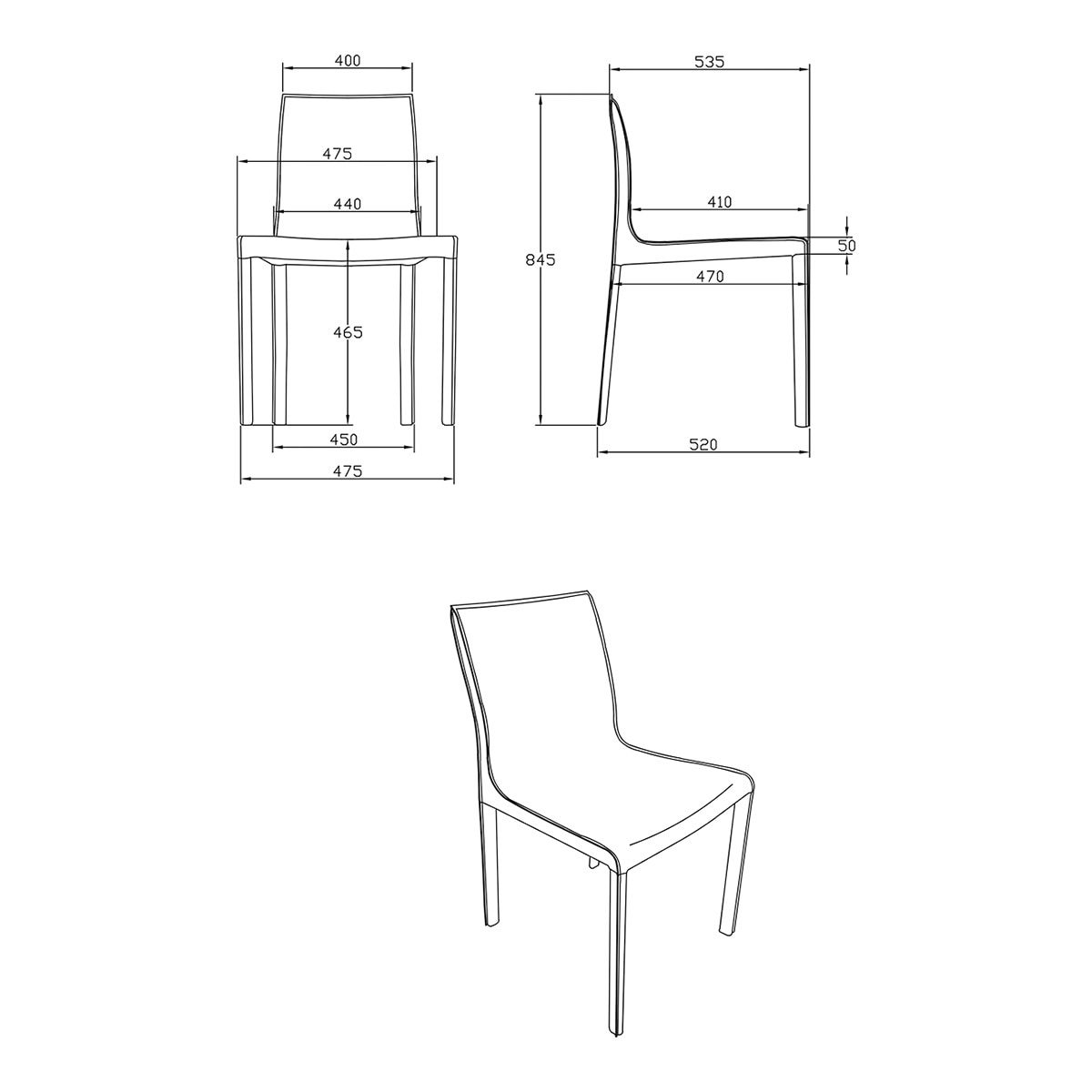 Cadeira de Sala de Refeição em Pele Regenerada Módena Cinzento-6