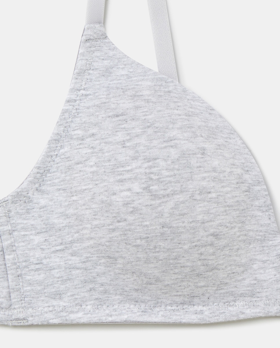 Sujetador preformado de algodón Gris-4