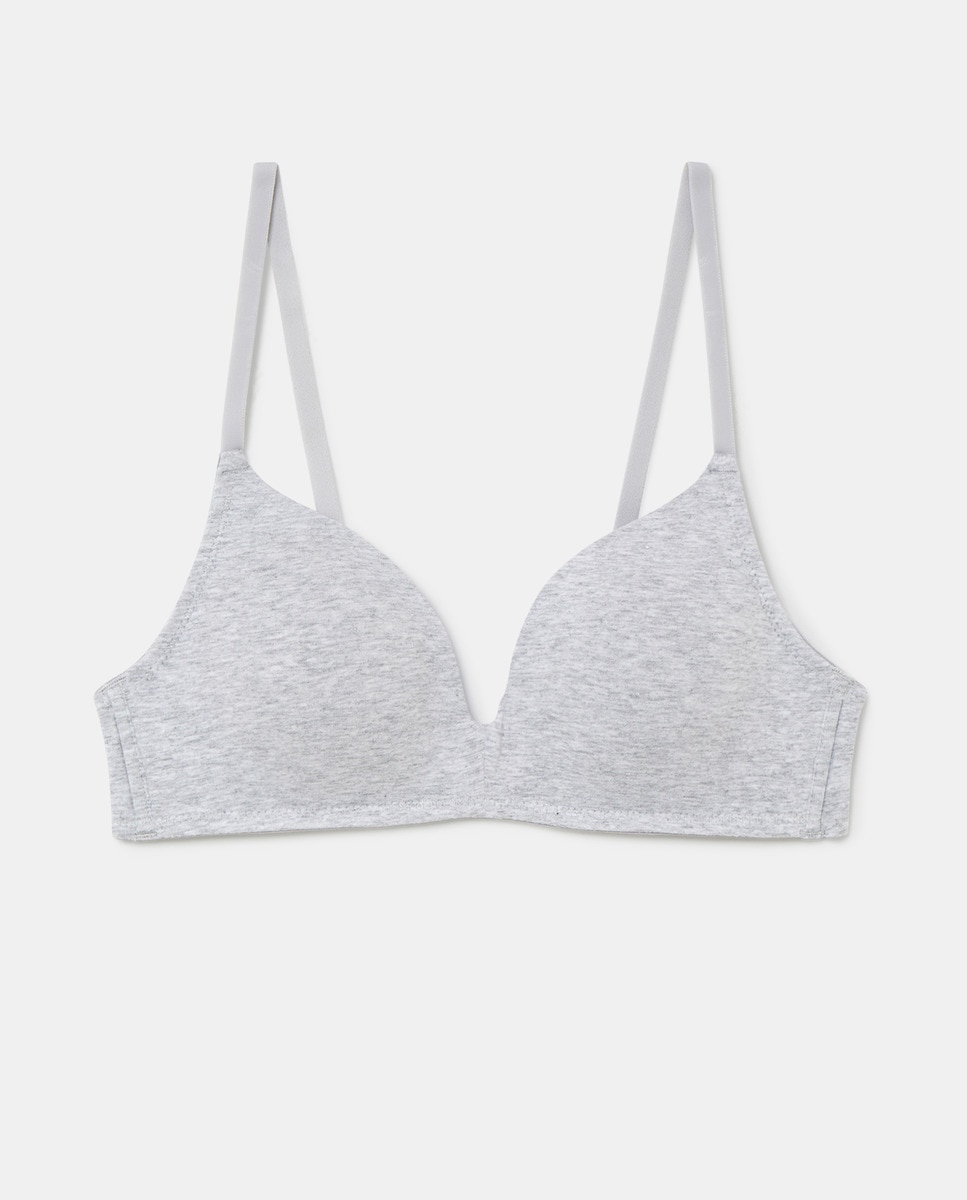 Sujetador preformado de algodón Gris-3