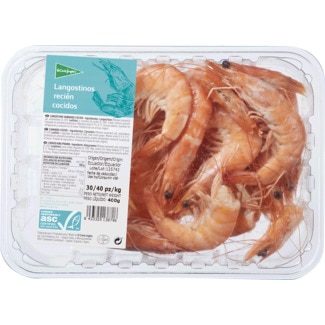 Camarão Aquicultura Cozido Vannamei 30/40 Peso Aproximado por 400 g - El Corte Inglés