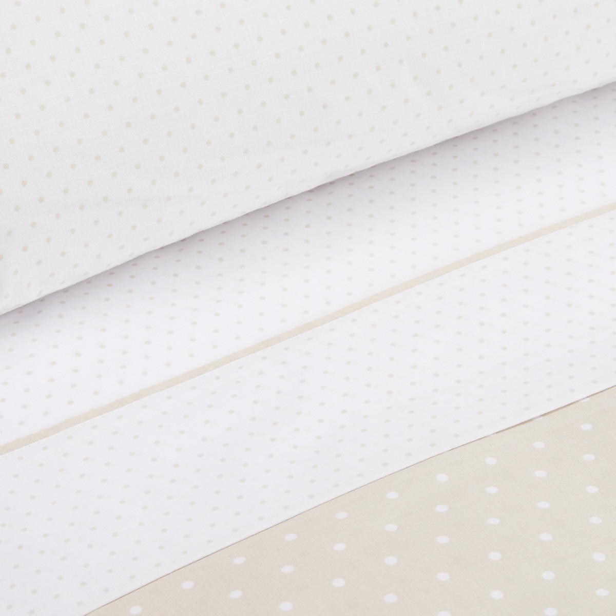 Conjunto de Lençóis com Lençol de Baixo às Bolinhas Bege-2