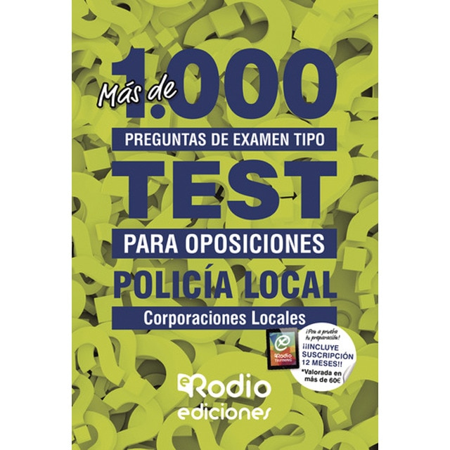 Imagem 0 de Policía Local. Más de 1.000 preguntas de examen tipo test para oposiciones (Capa mole)