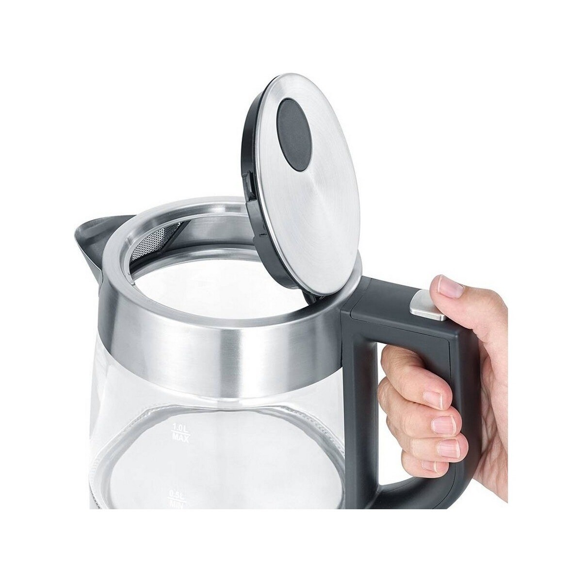 Jarro Elétrico Severin WK 3468 de 2200 W e Capacidade de 1 Litro - Vidro, Aço Inoxidável Escovado e Preto Aço inoxidável-3